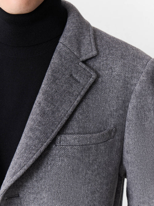 Manteau en laine mélangée grise à doublure amovible - Father & Sons   - 3 
