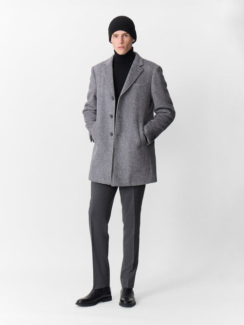 Manteau en laine mélangée grise à doublure amovible - Father & Sons   - 5 