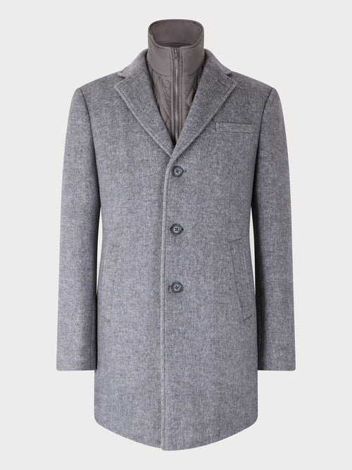 Manteau en laine mélangée grise à doublure amovible - Father & Sons   - 6 