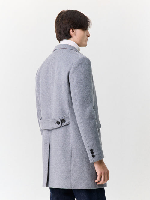 Manteau en laine mélangée grise à parementure amovible - 2 - Father & Sons   - 3 