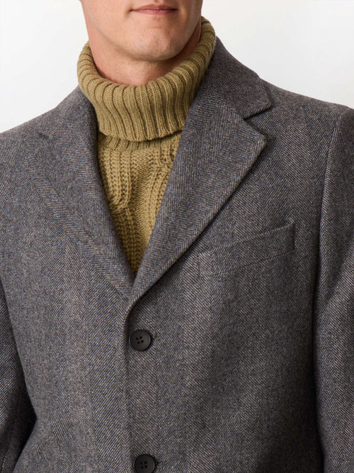 Manteau en laine mélangée grise - Father & Sons   - 3 