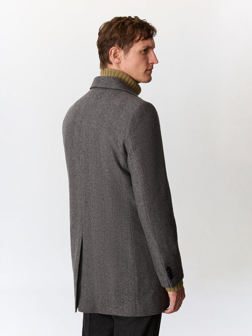 Manteau en laine mélangée grise - Father & Sons   - 4 