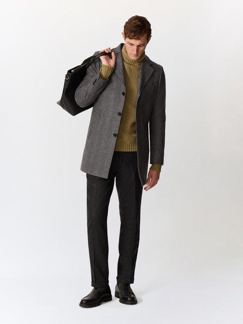 Manteau en laine mélangée grise - Father & Sons   - 1 