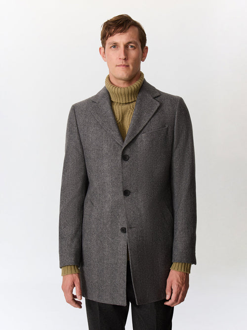 Manteau en laine mélangée grise - Father & Sons   - 2 