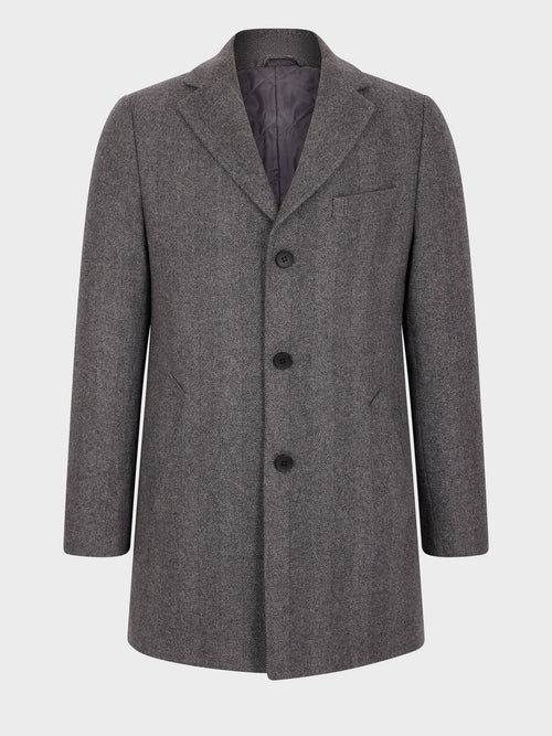 Manteau en laine mélangée grise - Father & Sons   - 5 