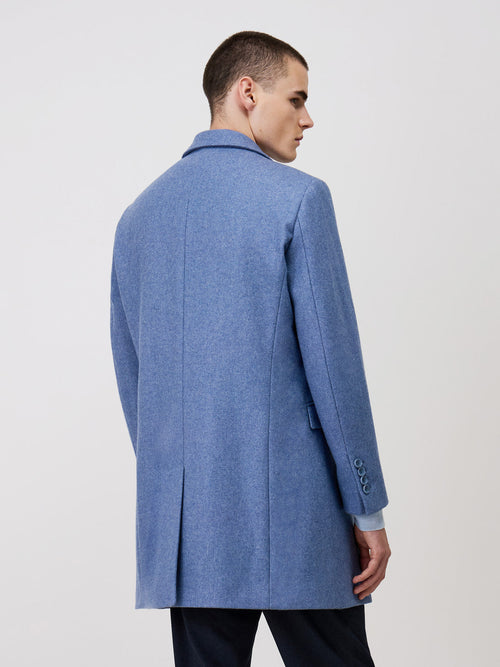Manteau en laine mélangée bleu azur - 2 - Father & Sons   - 3 