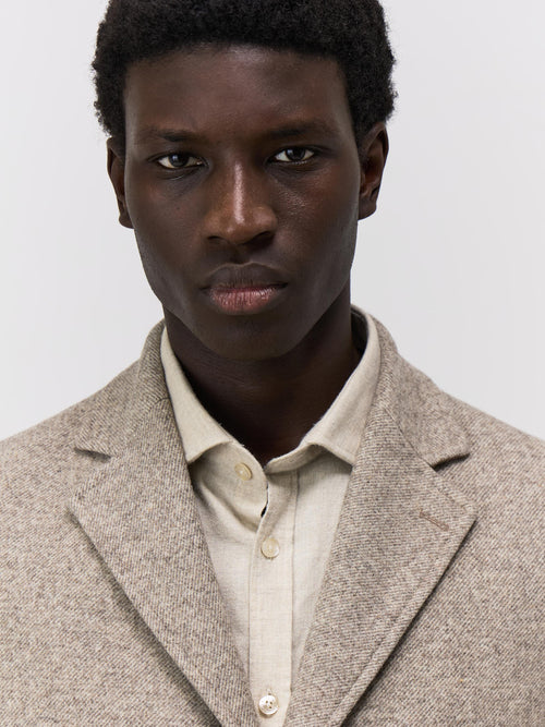 Manteau en laine mélangée beige - Father & Sons   - 3 