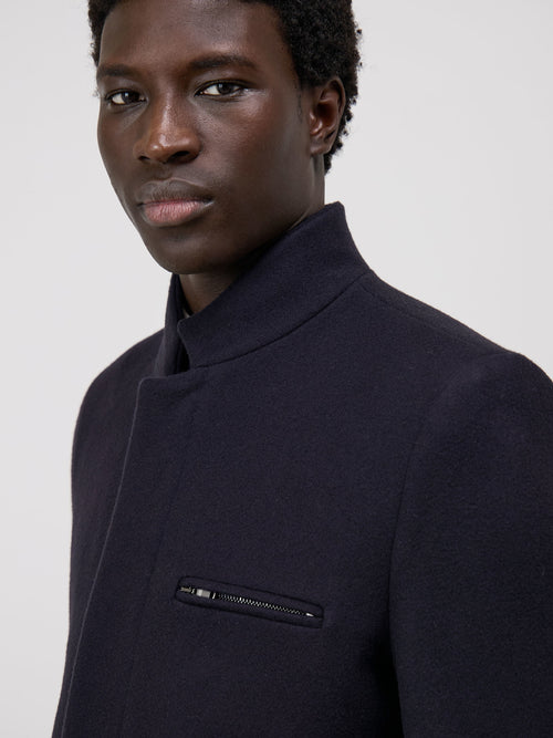 Manteau en laine mélangée bleu marine - Father & Sons   - 3 