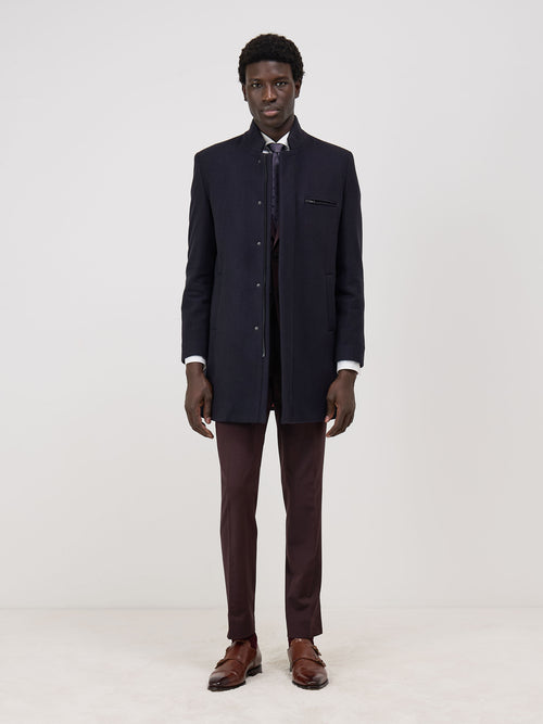 Manteau en laine mélangée bleu marine - Father & Sons   - 4 