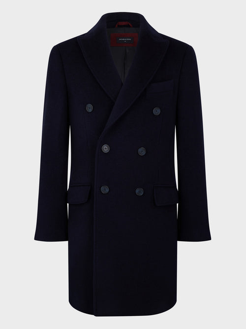 Manteau en laine et cachemire bleu marine - Father & Sons   - 4 