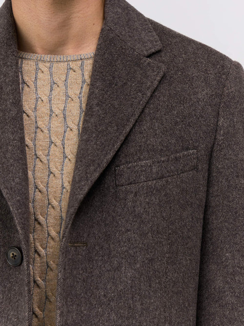 Manteau en laine mélangée marron - Father & Sons   - 3 