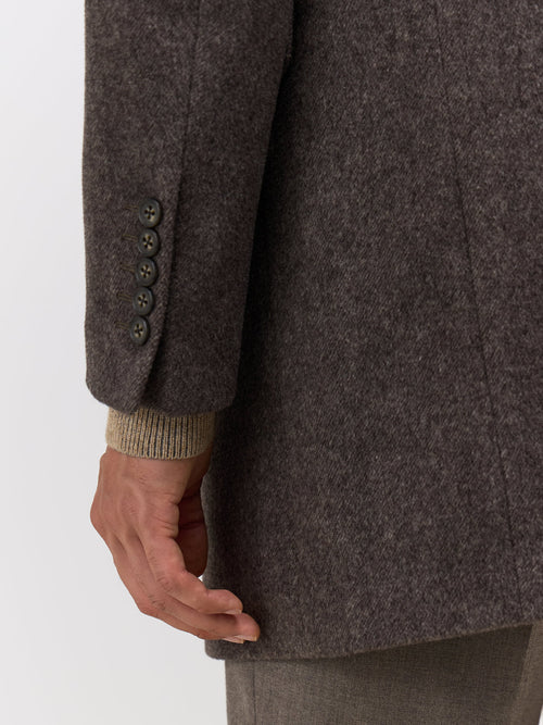 Manteau en laine mélangée marron - Father & Sons   - 4 