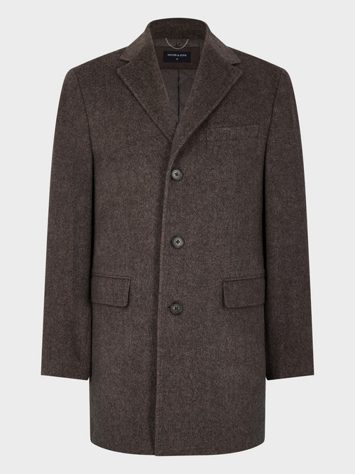 Manteau en laine mélangée marron - Father & Sons   - 6 