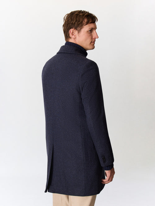 Manteau en laine mélangée bleu indigo - Father & Sons   - 2 
