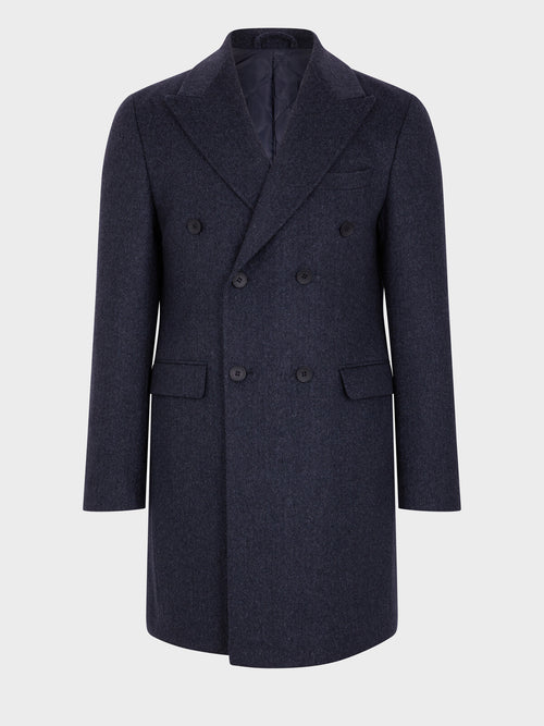 Manteau en laine mélangée bleu indigo - Father & Sons   - 5 