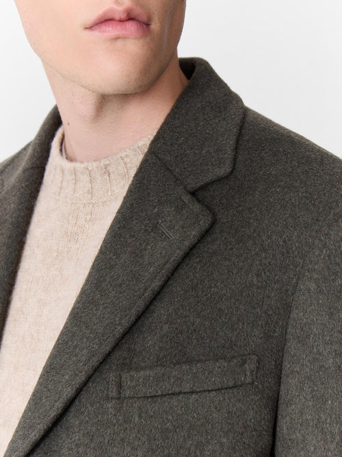 Manteau en laine mélangée kaki à doublure amovible - Father & Sons   - 4 