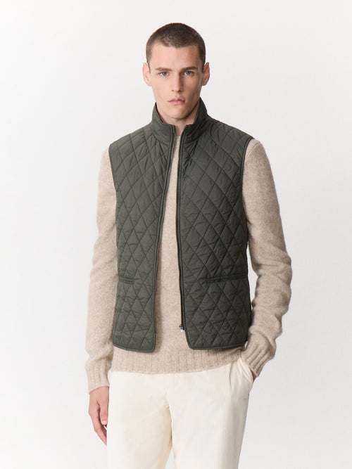 Manteau en laine mélangée kaki à doublure amovible - Father & Sons   - 5 