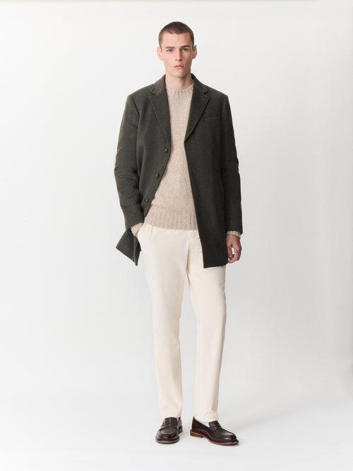 Manteau en laine mélangée kaki à doublure amovible - Father & Sons   - 6 