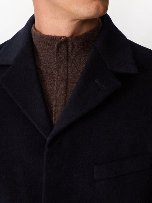 Manteau en laine mélangée bleu marine - Father & Sons   - 3 