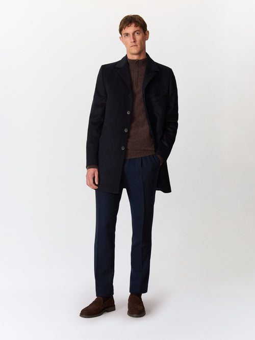 Manteau en laine mélangée bleu marine - Father & Sons   - 4 