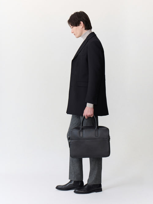 Manteau en laine et coton noirs à parementure amovible - Father & Sons   - 6 