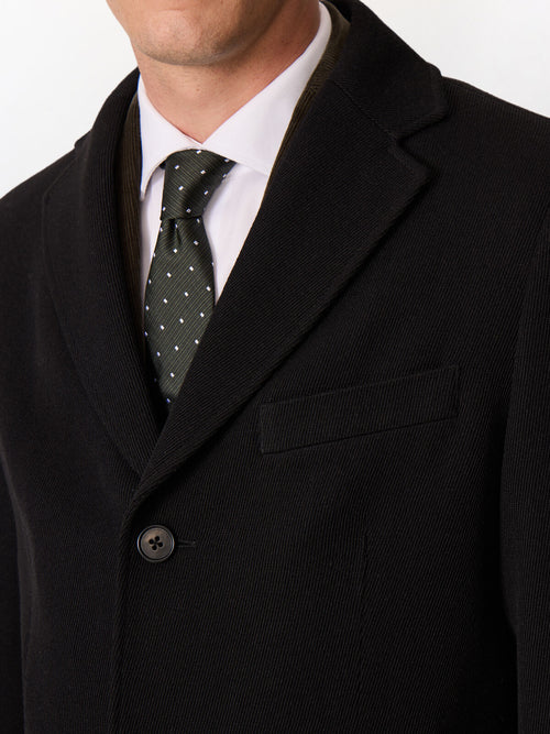 Manteau en laine mélangée noire à parementure amovible - Father & Sons   - 3 
