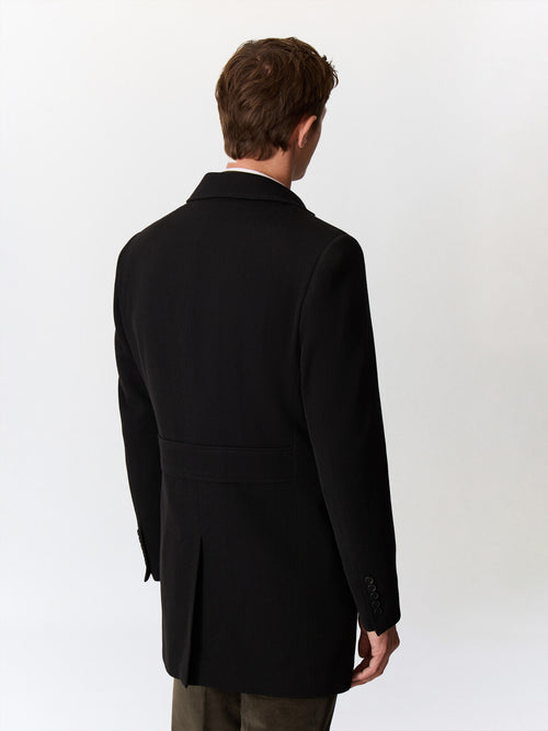 Manteau en laine mélangée noire à parementure amovible - Father & Sons   - 5 