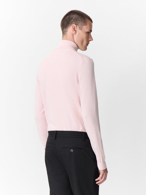 Pull col roulé en laine Mérinos mélangée rose - 2 - Father & Sons   - 14 