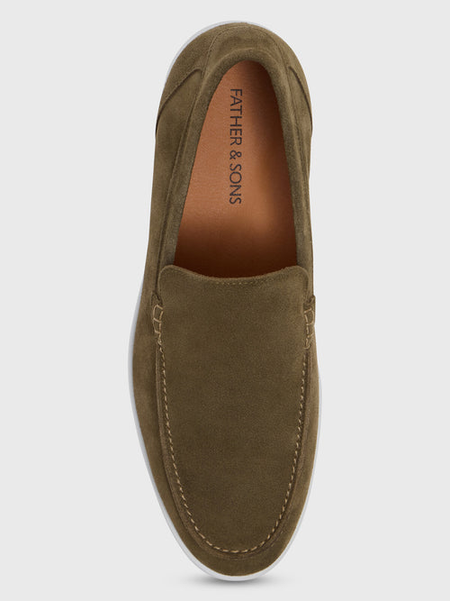 Mocassins en cuir nubuck kaki - 2 - Father & Sons   - 1 