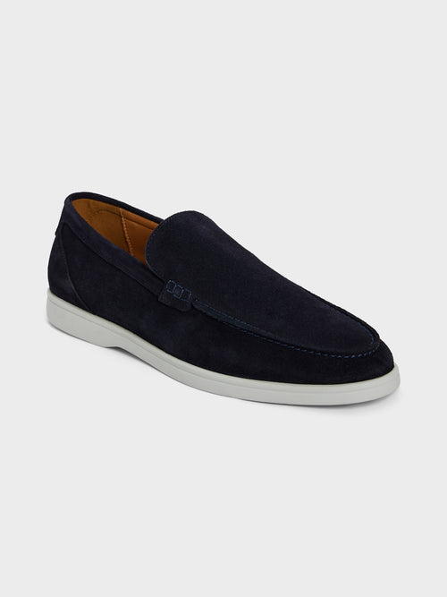 Mocassins en cuir nubuck bleu marine - Father & Sons   -  