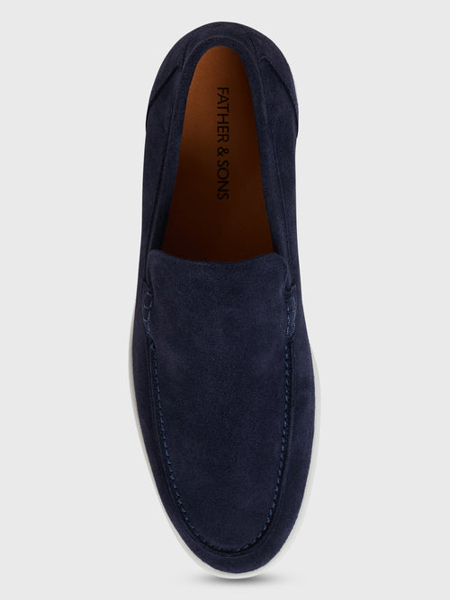 Mocassins en cuir nubuck bleu marine - 2 - Father & Sons   - 2 