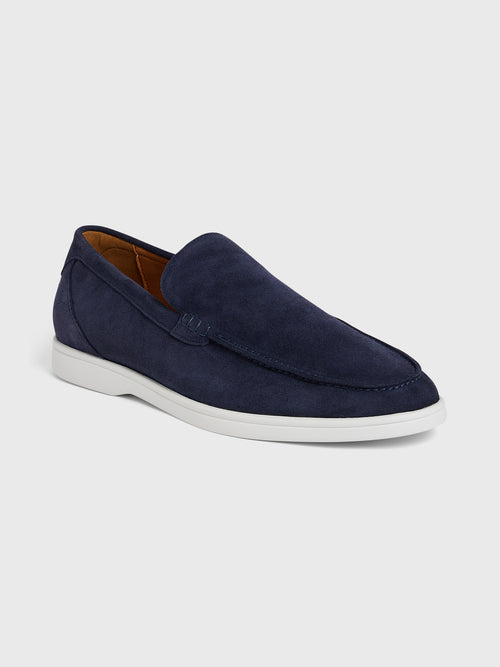 Mocassins en cuir nubuck bleu marine - 1 - Father & Sons   - 2 
