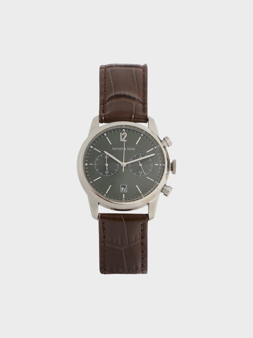 Montre bracelet en cuir kaki - Father & Sons   - 1 