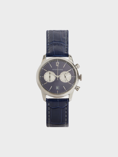 Montre bracelet en cuir bleu marine - Father & Sons   -  