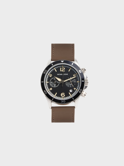 Montre bracelet en cuir marron - Father & Sons   - 1 