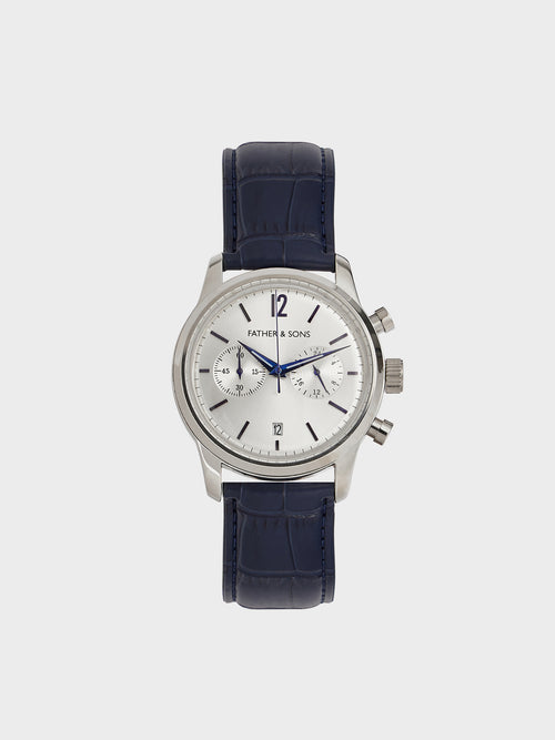Montre bracelet en cuir bleu marine - Father & Sons   -  