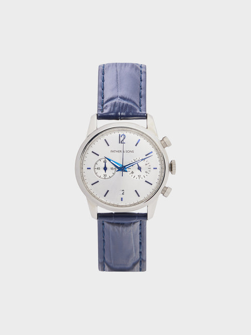 Montre bracelet en cuir bleu marine - 1 - Father & Sons   - 3 