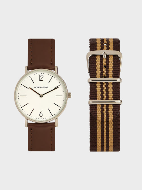 Montre 2 bracelets marron - 1 - Father & Sons   - 17 