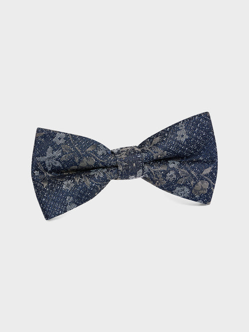 Noeud papillon en coton et soie bleu chambray à motif fleuri - 1 - Father & Sons   - 7 