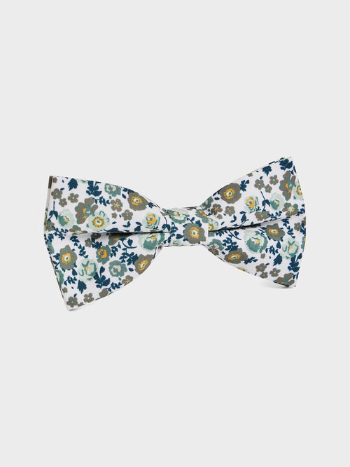 Noeud papillon à motif fleuri kaki et bleu - 1 - Father & Sons   - 4 