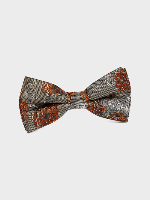 Noeud papillon en soie mélangée à motif fleuri terracotta - 1 - Father & Sons   - 8 