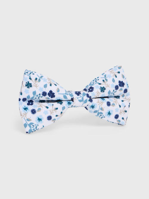 Noeud papillon à motif fleuri bleu céruléen - 1 - Father & Sons   - 10 