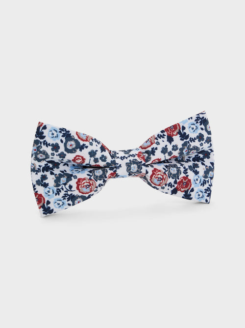 Noeud papillon rouge à motif fleuri bleu - 1 - Father & Sons   - 4 