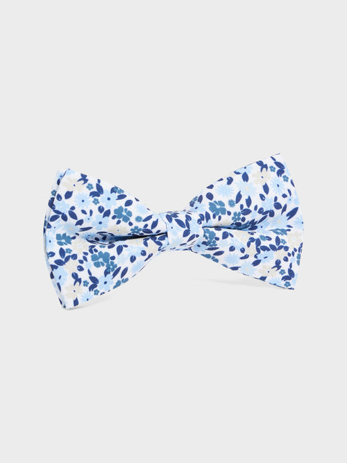 Noeud papillon à motif fleuri bleu indigo - 1 - Father & Sons   - 8 