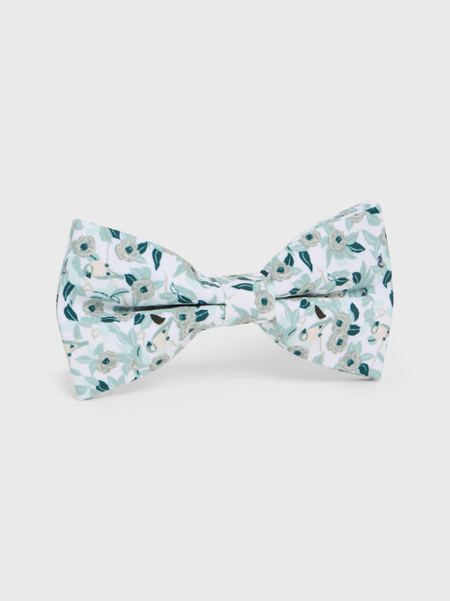 Noeud papillon à motif fleuri bleu prusse et vert - 1 - Father & Sons   - 19 