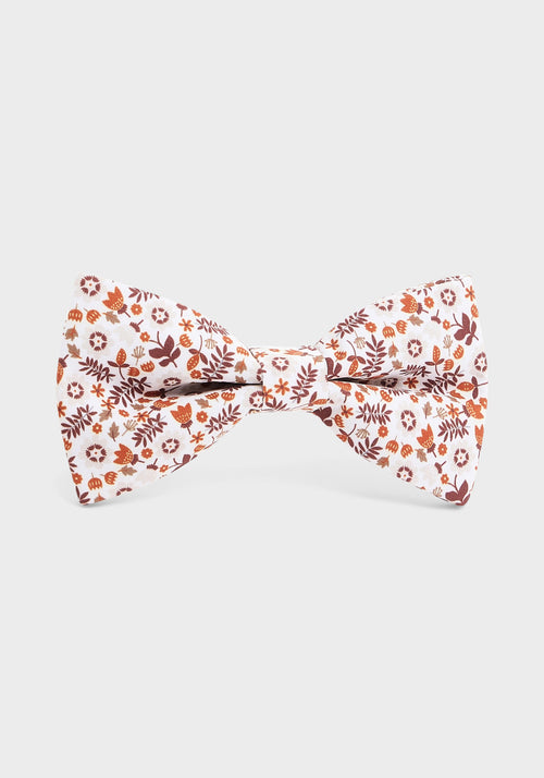 Noeud papillon à motif fleuri terracotta - 1 - Father & Sons   - 6 