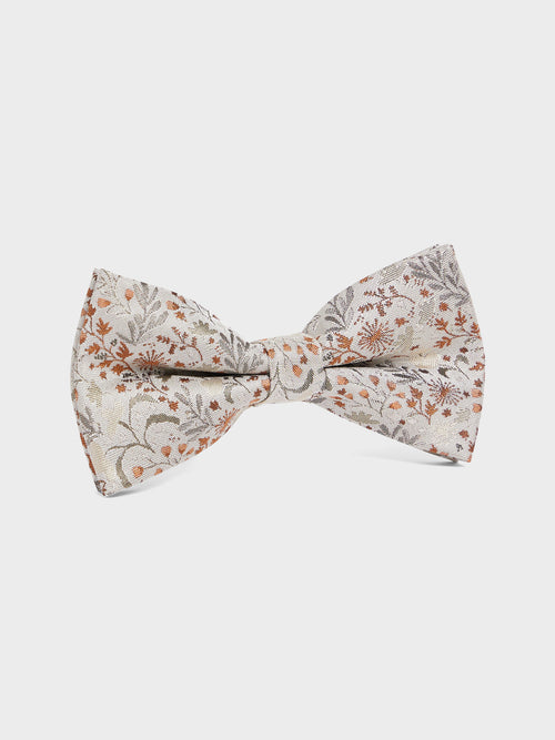Noeud papillon en soie mélangée à motif fleuri terracotta - 1 - Father & Sons   - 1 