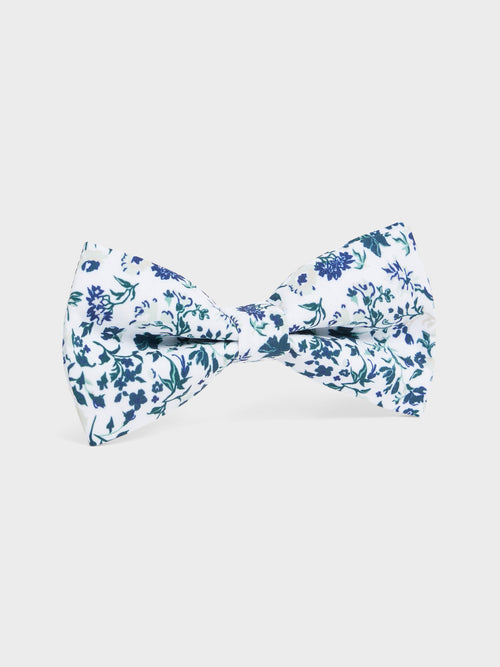 Noeud papillon à motif fleuri vert bouteille et bleu - 1 - Father & Sons   - 13 