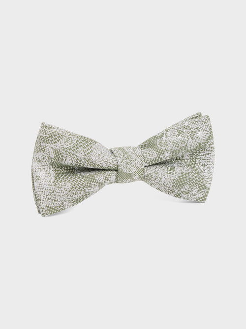 Noeud papillon en coton et soie vert d'eau à motif fleuri blanc - Father & Sons   -  