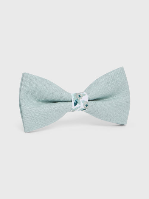 Noeud papillon bi-matière vert d'eau à motif fleuri - 1 - Father & Sons   - 15 